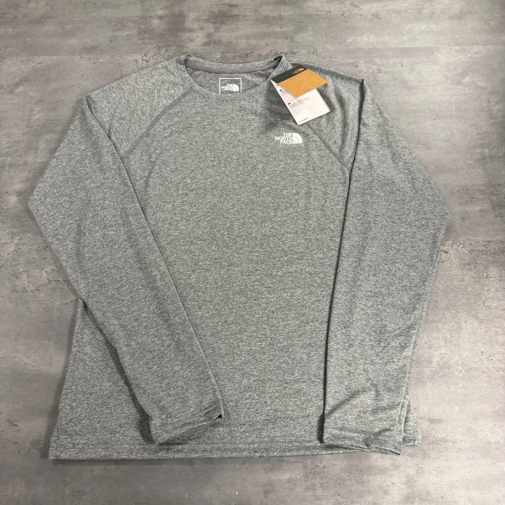The North Face Breeze Shirt Men Small Grey Long Sleeve FlashDry Gym Hiking Train